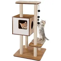 Dripio Kratzbaum mit Hütte, 3 Bälle, beige, 118 cm