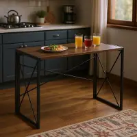 Dripio Bankettafel 100x50x75 cm, klappbar, MDF/Metall, Walnuss