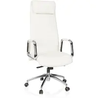 Dripio Chefsessel ASPERA 20, Kunstleder, Creme-Weiß, Chrom, höhenverstellbar