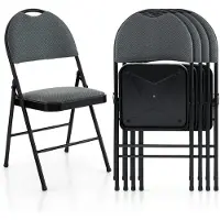 Dripio Klappstühle 4er-Set, Metallgestell, gepolstert, 120 kg, Schwarz