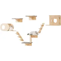 Dripio Katzenwandregal-Set, 7-teilig, Holz, Natur, bis 18,14 kg
