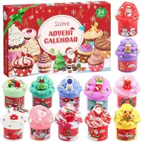 Sudatong Schleim Adventskalender 2026 für Kinder, 24 Tage Countdown mit 12 Schleimen und 12 Accessoires, Rot
