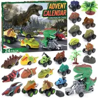 Sudatong Adventskalender Dinosaurier Autos 2026 Kinder Jungen Mädchen 24 Tage Monstertruck Rückzugautos Grün