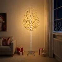 Syfax LED-Weihnachtsbaum Schwarz 47 x 240 cm Stahl 220 LEDs