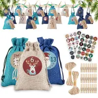 Merkloos Adventskalender Adventskalenderbeutel Weihnachtskalender - 13,5 x 9,5 cm - 24 Stück - Drei Farben mit Nummern - Zum Befüllen für Weihnachten