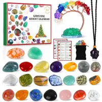 Echehi Edelstein Adventskalender 2026 Kinder 24 Überraschungen Mit Chakra-Kristallbaum 23 Natürliche Steine Und Edelsteine Zum Lernen Sammeln Weihnacht Geschenk