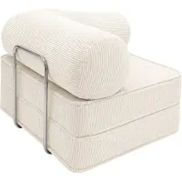 SURB Chair 100 Schlafsessel aus Cord, modularer Loungesessel für Erwachsene mit Chromgestell, Bezug waschbar, Creme