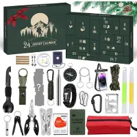 Merkloos Adventskalender für Herren – Überlebensausrüstung – 24 Teile – Weihnachtskalender für Herren – Ideal für Outdoor-Aktivitäten und Camping