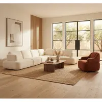 Xl Moebel Gmbh Stilvolles Modulares Ecksofa Bouclé-Bezug Geschwungenen Weichen Form