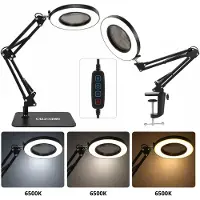 Calissimo Kosmetik Lupenlampe LED Tischlampe für Wimpernverlängerung mit Tischklemme Schwarz