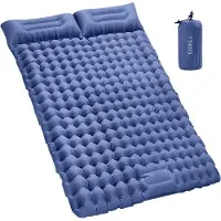 WAN Schlafmatte für 2 - Airbed - Camping Outside - Eingebaute Fußpumpe - 200 x 135 cm - Dunkelblau