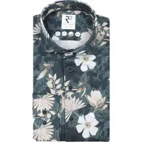 R2 Amsterdam Hemd Blumenprint Navy