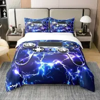 Merkloos Galaxy Bettbezug-Set mit Gamepad-Design, 100% Baumwolle