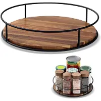 Merkloos Drehbares Gewürzregal Kräuterregal Küchenorganizer - Akazienholz - Ø 30 cm - 360 Grad - Für Küche und Vorratsschrank