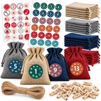 OEM Adventskalender-Befüllset, 24 Jutesäckchen mit Kordel, 10x15 cm