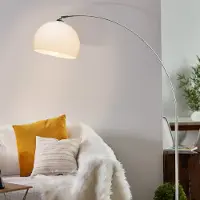 Lightbox Große Bogenstehlampe | Ø 30 cm, 166 cm | Chrom und Weiß | E27