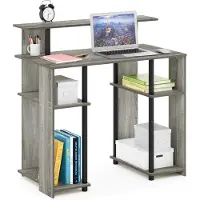 Dripio Computerschreibtisch mit Regalen, Eiche Grau/Schwarz, 90x90 cm