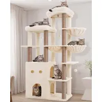 Dripio Kratzbaum 177 cm, Beige, Sisal, Plüsch, 2 Ebenen