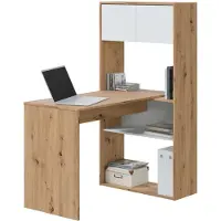 Dripio Wendbarer Tisch, 3 Positionen, Schreibtisch, Bücherregal, Eiche Nodi/Weiß