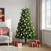Syfax Künstlicher Weihnachtsbaum mit klappbaren Zweigen und Kugeln