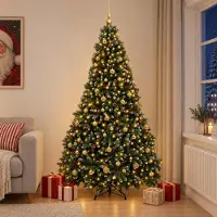 Syfax Künstlicher Weihnachtsbaum Grün mit Weihnachtskugeln 240 cm