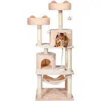 Dripio Kratzbaum mit 2 Sitzstangen, 2 Höhlen, Hängematte, 158 cm, beige