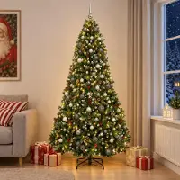 Syfax Künstlicher Weihnachtsbaum Grün mit Kugeln 300 cm 600 LEDs