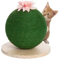 Dripio Kratzbaum für Katzen, rund, grün, mit Hanfseil, interaktive Blume