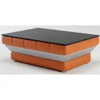 AEA Couchtisch Orange Schwarz Kunstleder Holz Modern Wohnzimmer Luxus