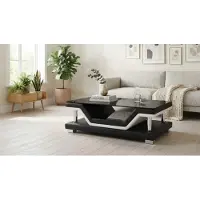 AEA Exklusiver Couchtisch Orange Kunstleder Holz Schwarz Modern Wohnzimmer