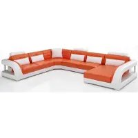 AEA Moderne Wohnlandschaft Orange Weiß mit Couchtisch und Luxus Lounge Design