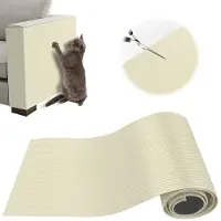 Merkloos Kratzschutzmatte Katze Kratzschutz Möbelschutz - 100 x 30 cm - Beige - Wiederverwendbar - Zuschneidbar