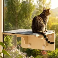 OEM Katzenfensterplatz bis 16 kg, 2-in-1 für Wand & Glas, mit Filzunterlage