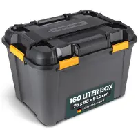 Merkloos Aufbewahrungsbox Aufbewahrungskiste Werkzeugkiste - 160 Liter - Mit Rollen - Schwarz - Wasserdicht