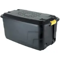 Merkloos Aufbewahrungskoffer Lagerbox - 110 Liter - Mit Deckel und Rollen - 77 x 42 x 54 cm - Schwarz