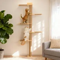 Dripio Katzenkletterturm horizontal, Wandmontage, Sisal, Holz, 5 Ebenen