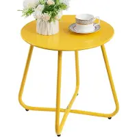 Merkloos Beistelltisch Gartentisch Couchtisch - Metall - Gelb - 45 x 43,5 cm - Für Terrasse und Balkon