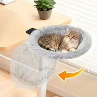Dripio Katzen-Schreibtischbett, Ein-Klick-faltbare Hängematte, Grau, 19x16x6 Zoll