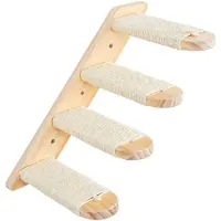 Merkloos Katzenleiter Kratzbrett Kletterwand - Holz mit Sisalseil - 35 cm - 4 Stufen