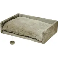 Merkloos Katzenbett Liegeplatz mit Kissen - Plüsch - 60 x 40 cm - Mit Spielball - Für große Katzen