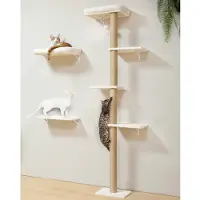 Merkloos Katzenwandregal Kratzbaum Katzenkletterwand - Wandmontage - 16 Zoll Gipskartonplatten - Beige - Für Fensterbank und Wohnzimmer
