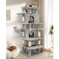 Merkloos Katzenbaum Kratzbaum Eckkratzbaum - 167 cm - Hellgrau - 90 Grad Eckdesign
