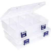 Merkloos Aufbewahrungsbox Organizer Sortierbox - 2 Stück - Transparent - Mit 8 Fächern - 20 x 13,3 x 4,6 cm