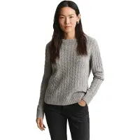Gant für Damen. 4805372 Strickpullover aus Kaschmir mit Zopfmuster in Grau (M), Lässig, Klassisch, Cachemir, Langarm