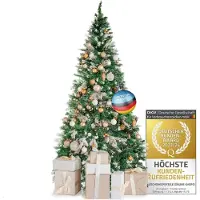 Dimono Künstlicher Weihnachtsbaum 150 cm mit Schnee & Ständer – Naturgetreuer künstlicher Tannenbaum beschneit – Premium Christbaum