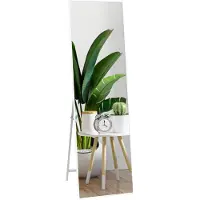 Merkloos Ganzkörperspiegel Standspiegel Wandspiegel - 140 x 41 cm - Weiß - Gehärtetes Glas