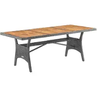 Merkloos Gartentisch Esstisch Rattantisch - 190 x 90 cm - Akazienholz - Grau - Für Garten und Terrasse
