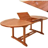 Merkloos Gartentisch Esstisch Ausziehtisch - 200 x 100 cm - Eukalyptusholz - Für 6 bis 8 Personen - Mit Schirmloch