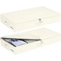 Merkloos Unterbettbox Aufbewahrungsbox Kiste - 85 x 40 x 12 cm - 2er Set - Faltbar - Leinen