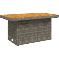 Merkloos Gartentisch Terrassentisch Balkontisch - Polyrattan - Akazienholz - 90 x 55 cm - Grau